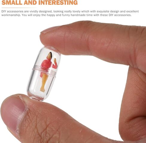 exceart 50pcs كبسولة طاولة الرمل الكبسولة الشرير المصغر حرفة مصغرة التماثيل النموذجية يدرب المسافرين ملحقات playhouse الحالات المحمولة على شكل أرقام مصغرة مواد مادة بلاستيكية عربية in Kuwait