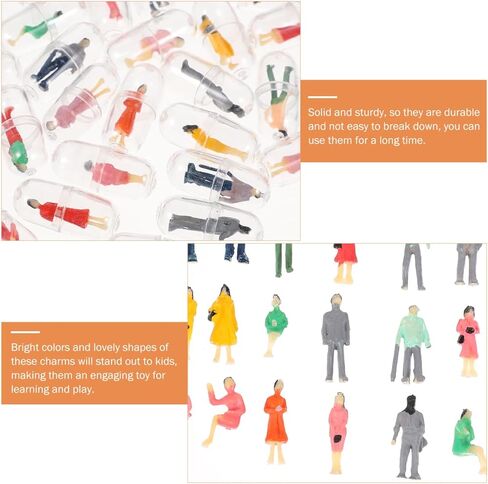 exceart 50pcs كبسولة طاولة الرمل الكبسولة الشرير المصغر حرفة مصغرة التماثيل النموذجية يدرب المسافرين ملحقات playhouse الحالات المحمولة على شكل أرقام مصغرة مواد مادة بلاستيكية عربية in Kuwait