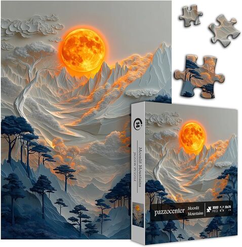 Mountain Puzzles for Adults 1000 Pieces, Nature Tree River Canyon Sunset Forest Landscape Jigsaw Puzzle Scenic, Colorful Paper Cut Art Themed, Difficult Hard Impossible Challenge for Adults in Saudi Arabia