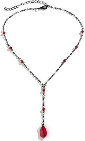 FUTIMELY Retro Goth Red Teardrop Pendant Necklace,Black Rhinestone Chain Tassel Y Necklace,Y2k Punk Blood Water Drop Choker Necklace Vampire Halloween Jewelry in Saudi Arabia