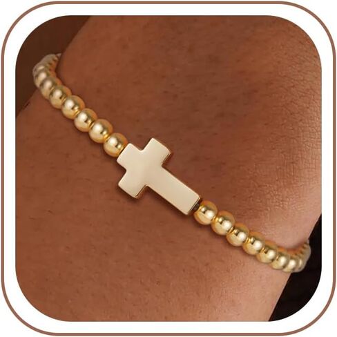SLOONG Cross Bracelet for Women, 14k Gold Plated Bracelets Non Tarnish Trendy Waterproof Jewelry Christian Gifts in Kuwait