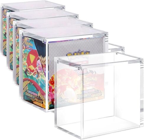 Booster Box Acrylic Case Protector 8mm + 4mm Thick Clear Acrylic 5mm Magnetic Closure Easy Top Loading Compatible with PKMN Booster Boxes in Saudi Arabia