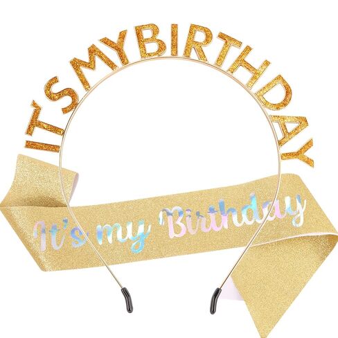 AOPRIE It's My Birthday Sash Headbands for Women Birthday Tiara & Crowns for Girls Rhinestone Happy Birthday Accessories Favor Supllies Silver Pink, 2 Pack in Saudi Arabia