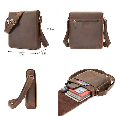 حقيبة رسول جلدية حقيقية من الجلد عتيقة الكتف كتف كروس حقائب العمل in Kuwait