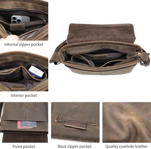 حقيبة رسول جلدية حقيقية من الجلد عتيقة الكتف كتف كروس حقائب العمل in Kuwait