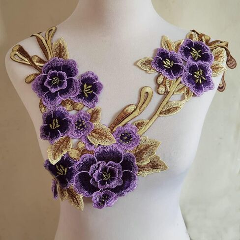 2pcs Beautiful Blue Flowers Embroidered Sewing Applique Patches in Saudi Arabia