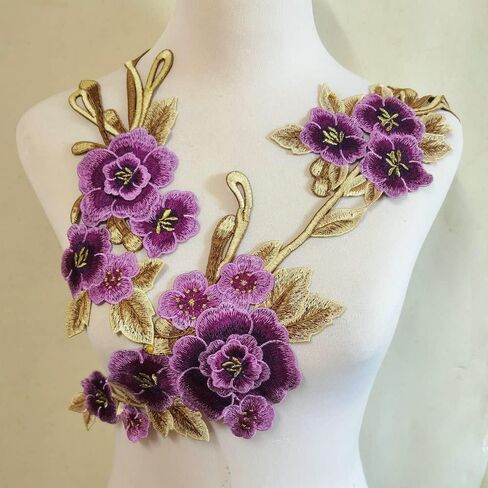 2pcs Beautiful Blue Flowers Embroidered Sewing Applique Patches in Saudi Arabia