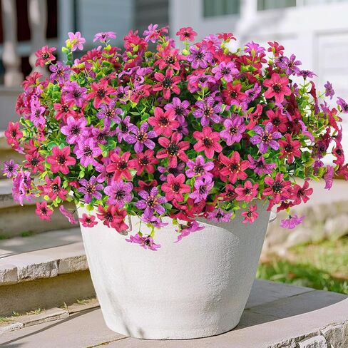 الزهور الاصطناعية للهواء الطلق ، 12 حزم فو ، زهرة الحرير الزهرة الزهرة الربيع الزخرفة ، النباتات الاصطناعية مزيفة في الهواء الطلق الأزهار UV مقاومة لا تتلاشى للمنزل شرفة الفناء فناء الفناء in Kuwait