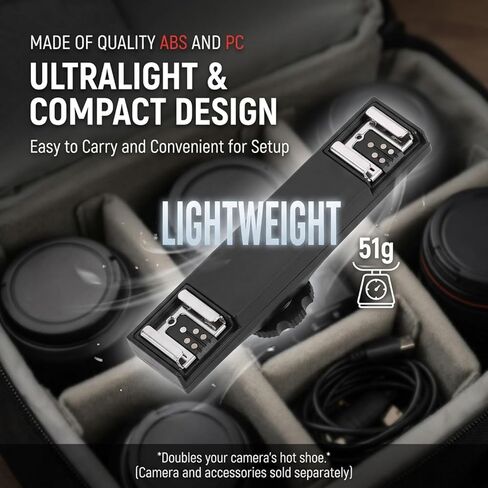 Dual Hot Shoe Splitter, Multifunctional Dual Hot Shoe Flash Light Bracket, Dual Hot Shoe Mount Plate Adapter, High Loading Accessories for Camera Camcorder (for) in Kuwait