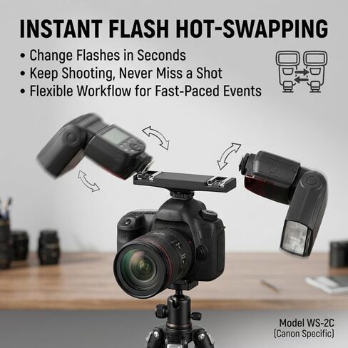 Dual Hot Shoe Splitter, Multifunctional Dual Hot Shoe Flash Light Bracket, Dual Hot Shoe Mount Plate Adapter, High Loading Accessories for Camera Camcorder (for) in Kuwait