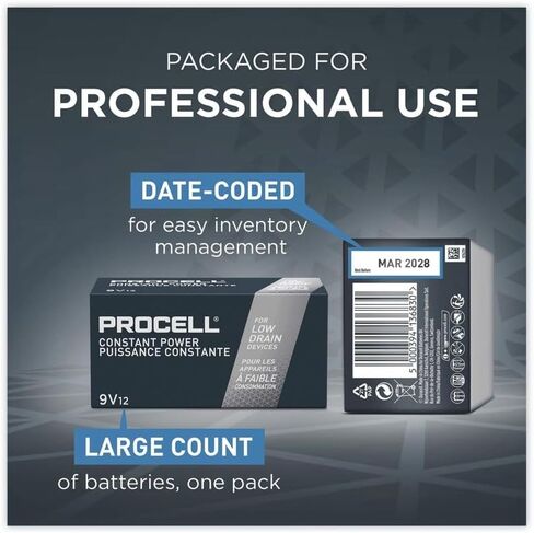 : Duracell PC1604BKD Procell Alkaline Batteries, 9V (Pack of 12) – style and color may vary in Kuwait