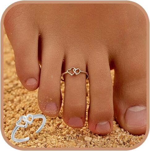 925 sterling Silver Heart Toe Rings للنساء غير التشويث اللطيف اللطيف حب القدمين حلقة الأم ابنة الصداقة Toe Ring قابلة للتعديل in Kuwait