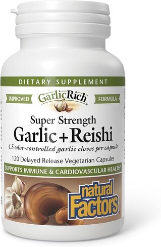العوامل الطبيعية Garlicrich ، Super Strength Garlic + Reishi ، 120 تأخر الكبسولات النباتية in Kuwait