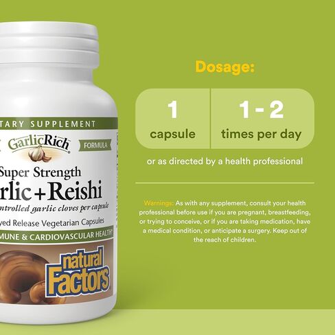 العوامل الطبيعية Garlicrich ، Super Strength Garlic + Reishi ، 120 تأخر الكبسولات النباتية in Kuwait