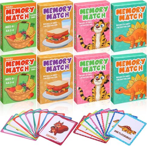 Zubebe 4 Sets Memory Matching Game for Kids Memory Match Fun Matching Game Educational Toys for Family Game Night, Party Favors, Classroom Prizes(Mixed Theme) in Saudi Arabia