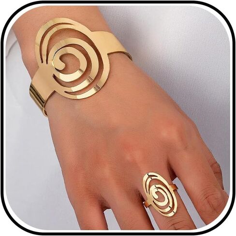 Gold Jewelry Set for Women Chunky Gold Rings Gold Bangle Bracelets for Women Gold Bangles Chunky Gold Bracelet Ring Set for Women in Kuwait