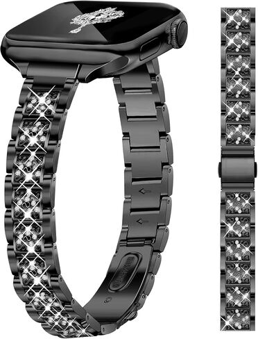 Newlibery Slim Gold Band for Women Femine and Elegant Compatible with Apple Watch 38mm 40mm 41mm 42mm 44mm 45mm,Adjustable Metal Band Dressy Chain Bracelet for iWatch Series 9/8/7/6/5/4/3/2/1/SE in Kuwait