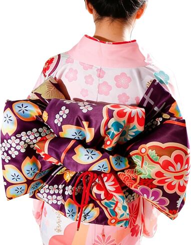 CAMDOM Japanese Kimono Pre Tied Oversized Bow Sakura Obi Belt Luxury Waistband Sash Yukata Robe Accessories in Kuwait