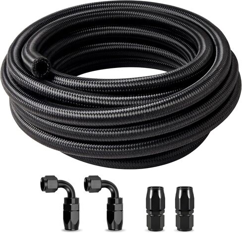 EVIL ENERGY 10AN Fuel Line Kit, 10AN Hose AN6 Nylon Braided Fuel Line Hose Fitting Kit CPE Fuel Hose 10FT Black in Kuwait