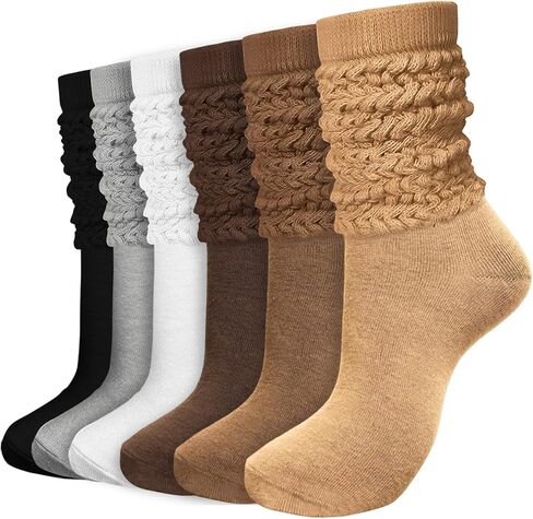 6 Pairs Slouch Socks for Women, Soft Extra Long Thick High Slouch Slouchy Sock for Girls Women Mothers Gifts in Kuwait