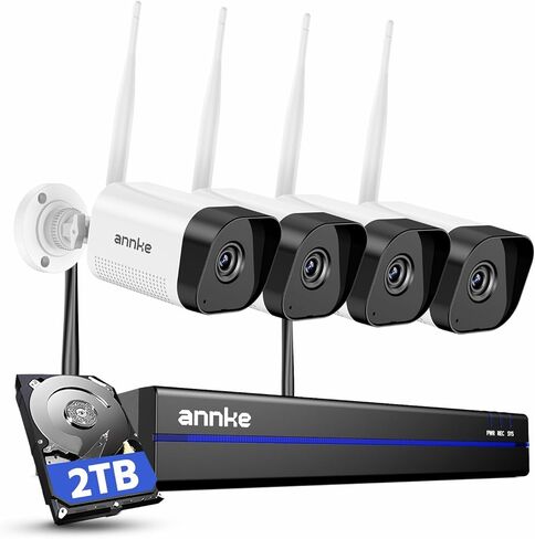 ANNKE CCTV Camera Systems 8 Channel 3K Lite H.265+ AI DVR with 1 TB HDD, Human/Vehicle Detection, (8) HD 1920TVL 1080p CCTV Dome Cameras, Instant Email and App Alerts with Snapshots in Kuwait