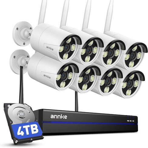 ANNKE CCTV Camera Systems 8 Channel 3K Lite H.265+ AI DVR with 1 TB HDD, Human/Vehicle Detection, (8) HD 1920TVL 1080p CCTV Dome Cameras, Instant Email and App Alerts with Snapshots in Kuwait