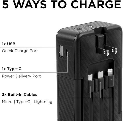 باور بانك محمول وشاحن جداري من Limitless TotalCharge مع كابلات شحن مدمجة (بيرة الجذر) in Kuwait
