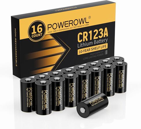 POWEROWL CR123A 3V Lithium Battery, High Capacity 123 Batteries, Long-Lasting Power - Qty 12 in Kuwait