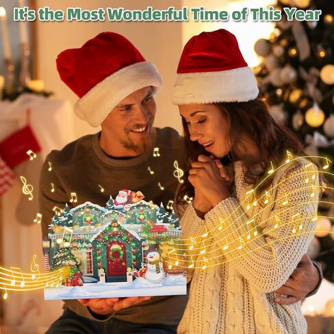 XTF2015 Christmas Card 3D Pop Up Christmas Greeting Card with Christmas Music, Lighting Fireplace LED Christmas Greeting Gift Card with Envelope for Women Men Kids Husband Wife Mom Dad Daughter in Kuwait