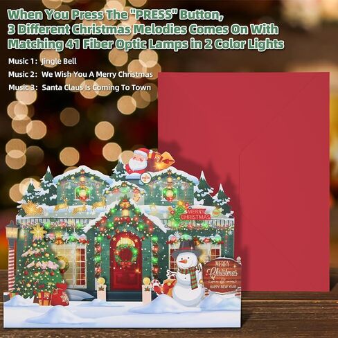 XTF2015 Christmas Card 3D Pop Up Christmas Greeting Card with Christmas Music, Lighting Fireplace LED Christmas Greeting Gift Card with Envelope for Women Men Kids Husband Wife Mom Dad Daughter in Kuwait