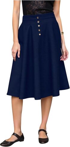 SOLY HUX Girl's High Waisted Midi Skirts Button A Line Flowy Flared Elegant Skirt in Saudi Arabia