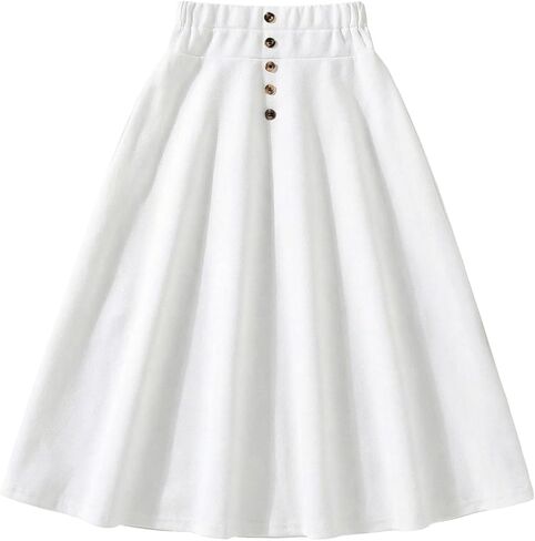 SOLY HUX Girl's High Waisted Midi Skirts Button A Line Flowy Flared Elegant Skirt in Saudi Arabia