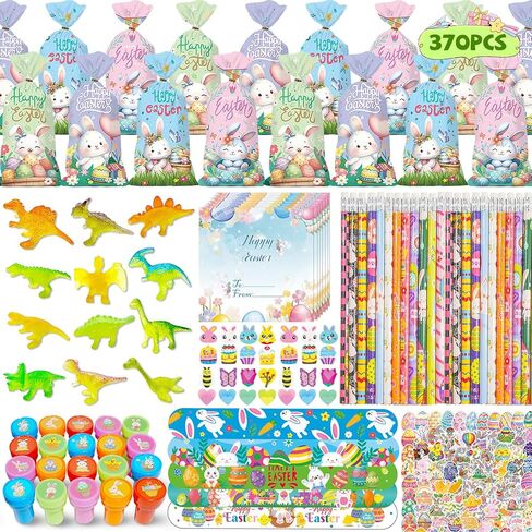 Hiawbon 360PCS Valentines Day Gifts 40 Packs Valentines Day Stationery Set, Valentine Goodie Bags with Stationery Exchange Gift Set, Pencils Erasers Sharpener Stamper Stickers for Valentine Exchange in Saudi Arabia