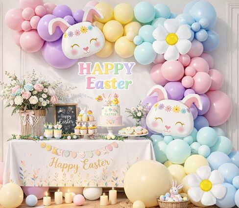 Balloon Balloon Arch Garland Kit 159pcs for Little Bunny Baby Shower Girls Birthday Spring Pastel Rabbit Daisy Egg Hunt Decorations (Pastel) in Kuwait