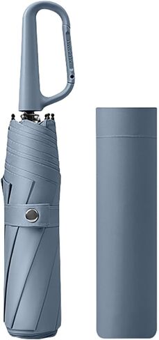 erised's bifrost Compact Folding Umbrella Carabiner Handle Coating Layer Fabric Blocking UV Protection 99.9%/Car/Small Travel Backpack/Lightweight Portable/Rain Sun Anti UPF 50/Men Women Kids in Kuwait