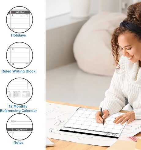2025 Desk Calendar - Desk/Wall Calendar, JAN - DEC 2025, 12 Monthly Large Desk Calendar 17" x 12", with Corner Protectors, Large Ruled Blocks, Colorful Desk Pad for Daily Organizer in Kuwait