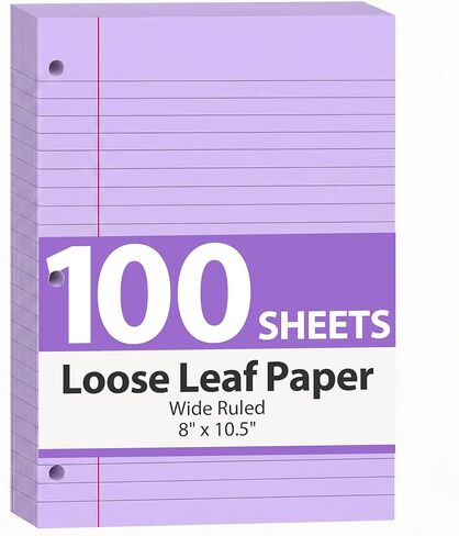 100 ورقة من HIBOX مبطنة بأوراق فضفاضة، مقاس 8 × 10.5 بوصة، إعادة تعبئة مسطرة عريضة باللون الأزرق، 3 فتحات، ورق حشو مثقوب لمكتب المدرسة in Kuwait