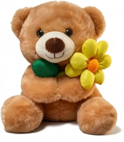 Teddy Bear محشو الحيوانات ، 8 بوصات Teddy Bear Plush لعبة مع زهرة عيد ميلاد عيد ميلاد عيد الحب هدية للأطفال (زهرة وردية) in Kuwait