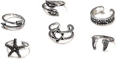 Vivian&CD 14k Gold/Silver Toe Rings Set for Women, Open Band Adjustable Non Tarnish Toe Ring, Beach Foot Jewelry for Summer, Stylish and Dainty Toe Rings in Kuwait