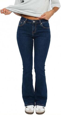 امتداد النساء منخفضة الزر مزدوج مرنة مرنة النحو الجينز in Kuwait