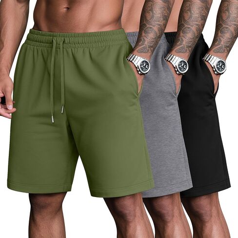 3 Pack Big and Tall Men's Bermuda Athletic Shorts Plus Size Casual Drawstring Elastic Waist Sweat with 3 Pockets in Kuwait