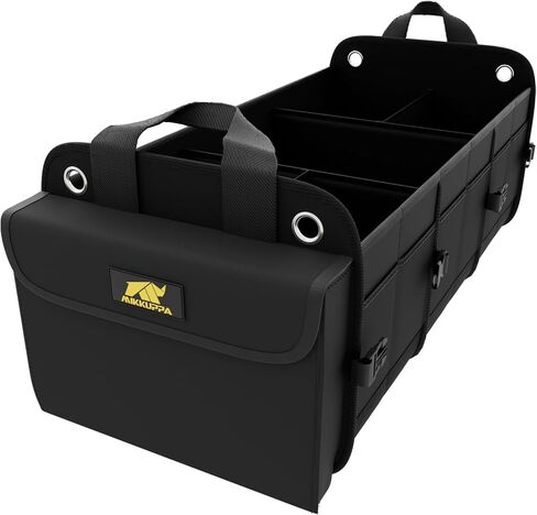 MIKKUPPA Car Trunk Organizer with Cooler Bag - 5 Compartments 1680D Oxford Car Organizer, Portable Suv Trunk Storage with 2 Adjustable Straps for Auto, Truck, Suv (Gray) in Kuwait