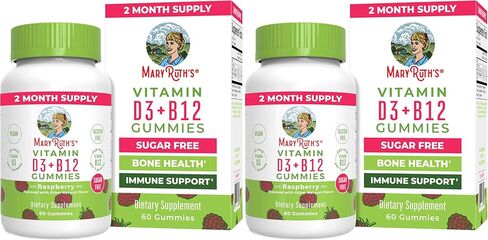 MaryRuth Organics Sugar Free | 2 Month Supply | Vitamin D & B12 Vitamin Supplements for Adults & Kids | Bone Health | Immune Support | Vegan | Non-GMO | 60 Servings in Saudi Arabia