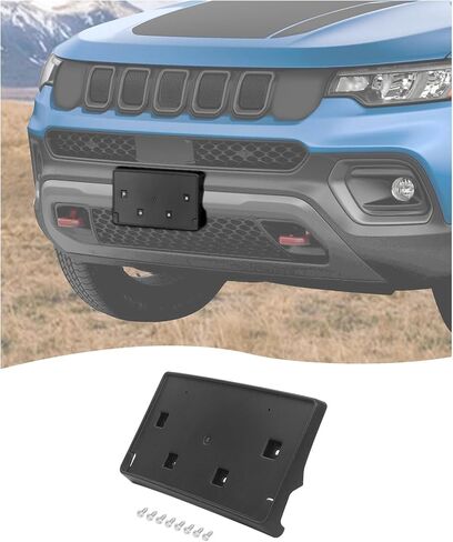 Hoolcar Front License Plate Frame Car License Plate Mounting Bracket Holder Compatible with Jeep Compass 2022-2024, Exterior Accessories, Black in Saudi Arabia