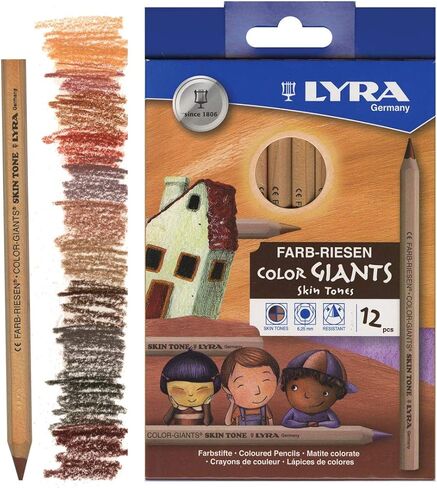Lyra Color-Giants Skin Tone Colored Pencils - Set of 12 count colored pencils With A 6.25mm Core - Highly Pigmented Pencils for All Artists - Durable Color Pencils Set for Drawing Coloring and More in Kuwait