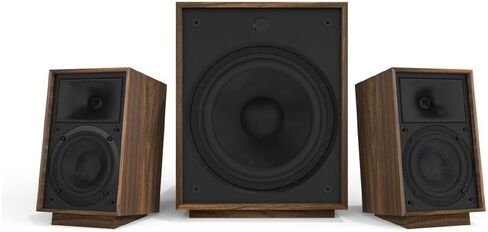 Klipsch ProMedia Heritage 2.1 Multimedia Mid Century Modern Desktop Computer Speaker Monitors with 8" Subwoofer, Matte Black in Kuwait