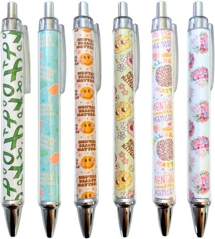6PC Autism Pens Mental Awareness Pen Pencil Bulk Month Special Needs Party Favors Social Work Classroom Office Decor Decorations School Supplies Items Stuff Accessories Gifts for Mom Mama Coworker in Saudi Arabia