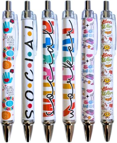 6PC Autism Pens Mental Awareness Pen Pencil Bulk Month Special Needs Party Favors Social Work Classroom Office Decor Decorations School Supplies Items Stuff Accessories Gifts for Mom Mama Coworker in Saudi Arabia