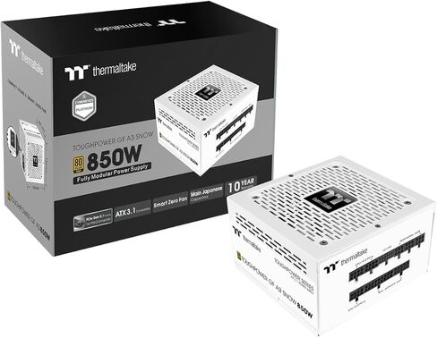 Thermaltake Toughpower GF A3 Snow Edition 850W 80+ Gold Full Modular SLI/Crossfire Ready ATX 3.0 Power Supply; PCIe Gen.5 450W 12VHPWR Connector Included; PS-TPD-0850FNFAGU-N; 10 Year Warranty in Kuwait