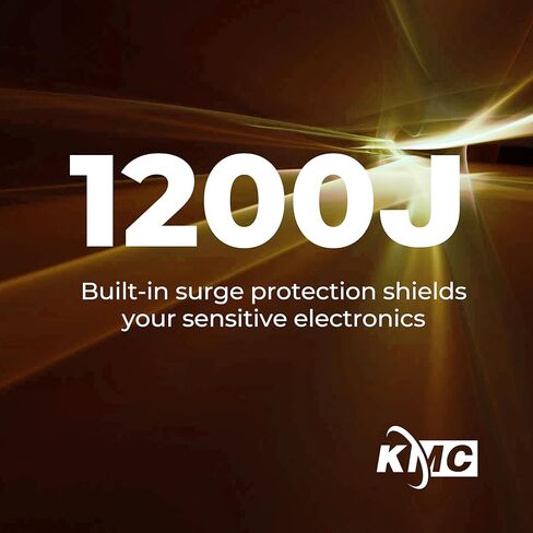 شريط طاقة KMC 6-Outlet Surge Protector، 2-Pack، 1200 Joules، سلك 6ft، منفذ محول متباعد، حماية من التحميل الزائد، رمادي in Kuwait